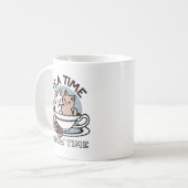 Tea Time Meow Time - Schattige kat en thee ontwerp Koffiemok (Voorkant links)