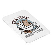 Tea Time Meow Time - Schattige kat en thee ontwerp Magneet (Rechterzijde)
