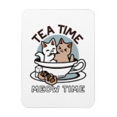 Tea Time Meow Time - Schattige kat en thee ontwerp Magneet (Verticaal)