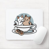 Tea Time Meow Time - Schattige kat en thee ontwerp Muismat (Met muis)
