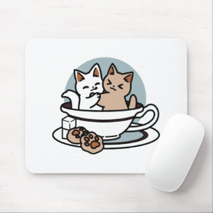 Tea Time Meow Time - Schattige kat en thee ontwerp Muismat