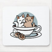 Tea Time Meow Time - Schattige kat en thee ontwerp Muismat (Voorkant)