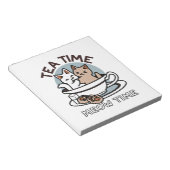 Tea Time Meow Time - Schattige kat en thee ontwerp Notitieblok (Schuin)