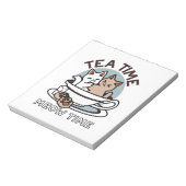 Tea Time Meow Time - Schattige kat en thee ontwerp Notitieblok (Linkerzijde)