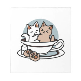 Tea Time Meow Time - Schattige kat en thee ontwerp Notitieblok