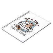 Tea Time Meow Time - Schattige kat en thee ontwerp Notitieboek (Linkerzijde)