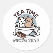 Tea Time Meow Time - Schattige kat en thee ontwerp