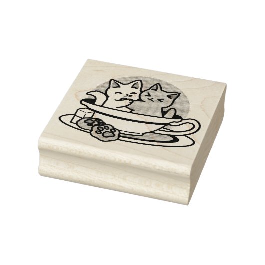 Tea Time Meow Time - Schattige kat en thee ontwerp Rubberstempel (Stempel)