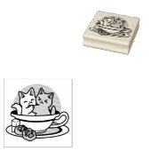 Tea Time Meow Time - Schattige kat en thee ontwerp Rubberstempel (Gestempeld)