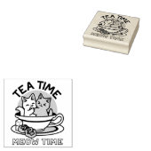 Tea Time Meow Time - Schattige kat en thee ontwerp Rubberstempel (Gestempeld)