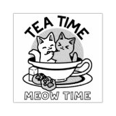 Tea Time Meow Time - Schattige kat en thee ontwerp Rubberstempel (Afrduk)
