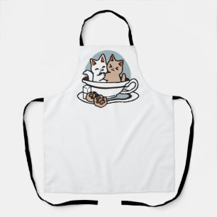 Tea Time Meow Time - Schattige kat en thee ontwerp Schort