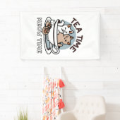 Tea Time Meow Time - Schattige kat en thee ontwerp Spandoek (Insitu)