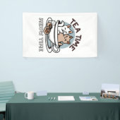Tea Time Meow Time - Schattige kat en thee ontwerp Spandoek (Beurs)