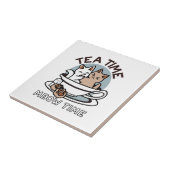 Tea Time Meow Time - Schattige kat en thee ontwerp Tegeltje (Zijkant)