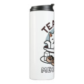 Tea Time Meow Time - Schattige kat en thee ontwerp Thermosbeker (Gedraaid links)