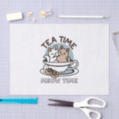 Tea Time Meow Time - Schattige kat en thee ontwerp Tissuepapier (Craft)