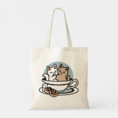 Tea Time Meow Time - Schattige kat en thee ontwerp Tote Bag (Achterkant)