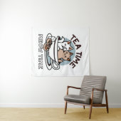 Tea Time Meow Time - Schattige kat en thee ontwerp Wandkleed (In Situ (horizontaal))