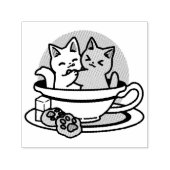 Tea Time Meow Time - Schattige kat en thee ontwerp Zelfinktende Stempel (Design)