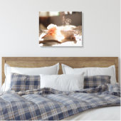 Tea Time met een goed boek Canvas Afdruk (Insitu (Slaapkamer))