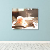 Tea Time met een goed boek Canvas Afdruk (Insitu (Houten vloer))