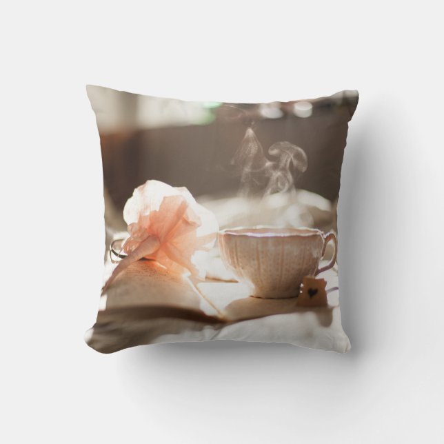 Tea Time met een goed boek Kussen (Voorkant)