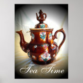 Tea Time Old Antiek English Teapot Poster (Voorkant)