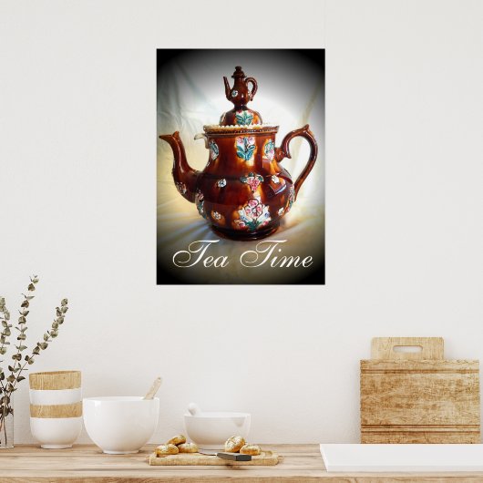 Tea Time Old Antiek English Teapot Poster (Keuken)