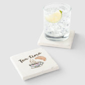 Tea time Onderzetter, theepartijaccessoires, theet Stenen Onderzetter (Zijkant)