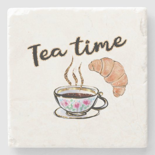 Tea time Onderzetter, theepartijaccessoires, theet Stenen Onderzetter (Voorkant)