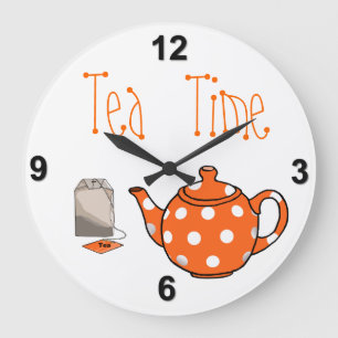 Tea Time Oranje & White Kitchen Grote Klok