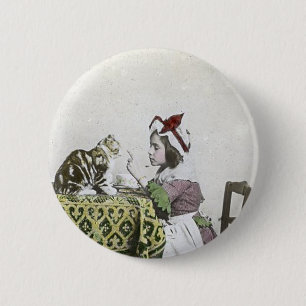  Tea Time Party met Naughty Kat Ronde Button 5,7 Cm