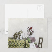 Tea Time Party met Naughty Kat Uitnodiging Briefkaart (Voorkant / Achterkant)