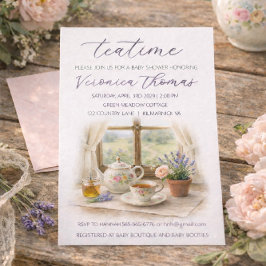 Tea Time Party Sweet Baby Shower Invitation Kaart