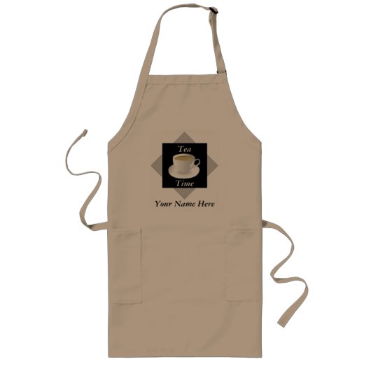 Tea Time Personalized Apron Lang Schort (Voorkant)