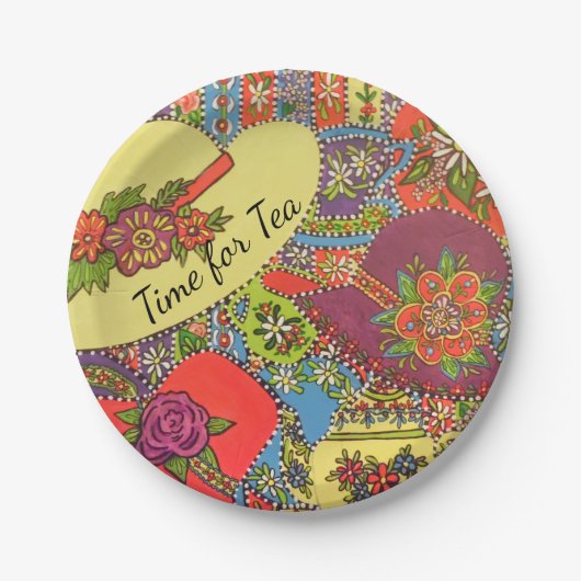 Tea Time Petten Papieren Bordje (Voorkant)