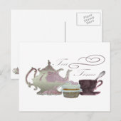 Tea Time Pink Cupcake Hearts Briefkaart (Voorkant / Achterkant)