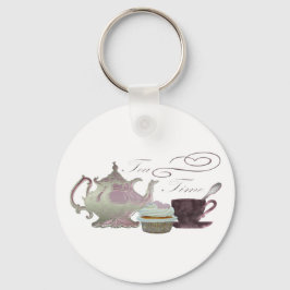 Tea Time Pink Cupcake Hearts Sleutelhanger
