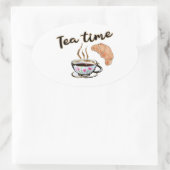 Tea time planner sticker, gift thee patrontoevoer  ovale sticker (Tas)
