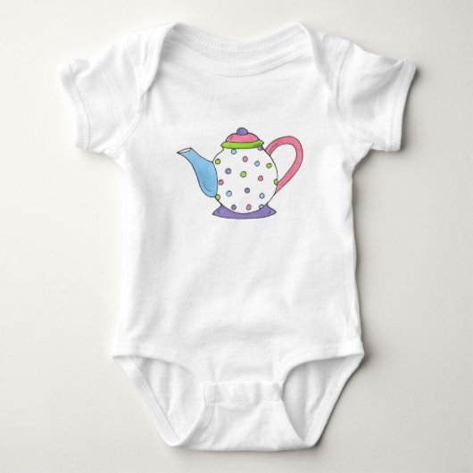 Tea Time Polka Dot Teapot Tea Party Teaparty Romper (Voorkant)