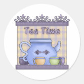 Tea Time Ronde Sticker (Voorkant)