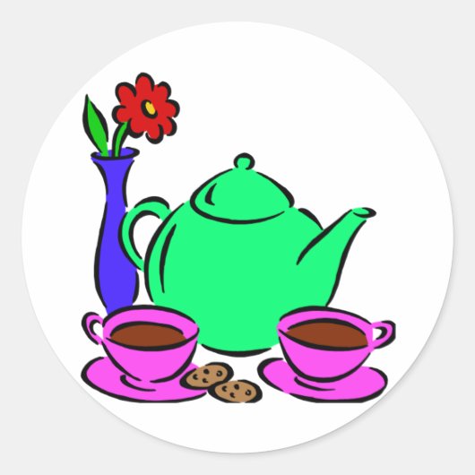 Tea Time Ronde Sticker (Voorkant)