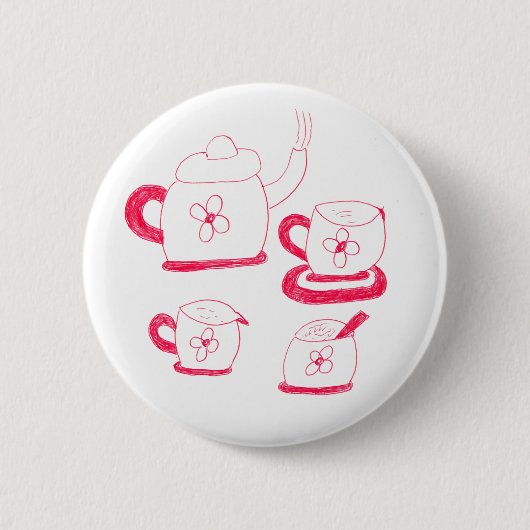 Tea Time Round Badge Ronde Button 5,7 Cm (Voorkant)