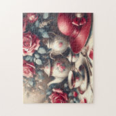 Tea Time Roze Roos en theekop Legpuzzel (Verticaal)