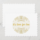 Tea Time Scalloped Invitations Kaart (Voorkant / Achterkant)