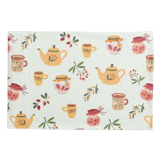 Tea Time Seamless Patroon Kussensloop (Achterkant)