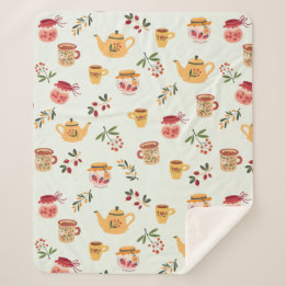 Tea Time Seamless Patroon Sherpa Deken
