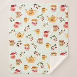 Tea Time Seamless Patroon Sherpa Deken