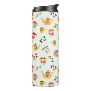 Tea Time Seamless Patroon Thermosbeker
